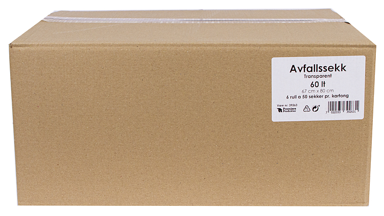 Plastsekk transparent 67x80    60l   50stk   6rl
