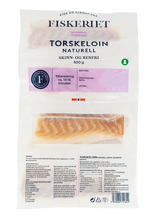 Torskeloin u/skinn  4x125g