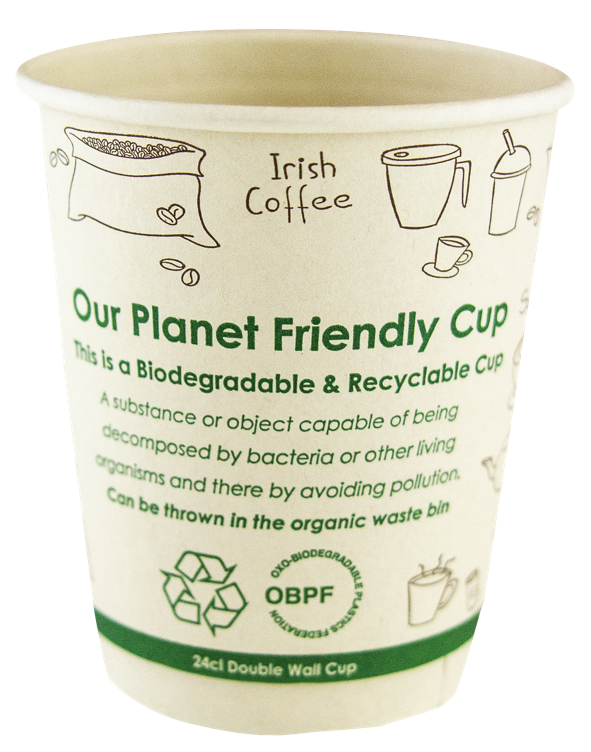 Pappbeger bambus dobbel wall 24cl 8oz   500stk