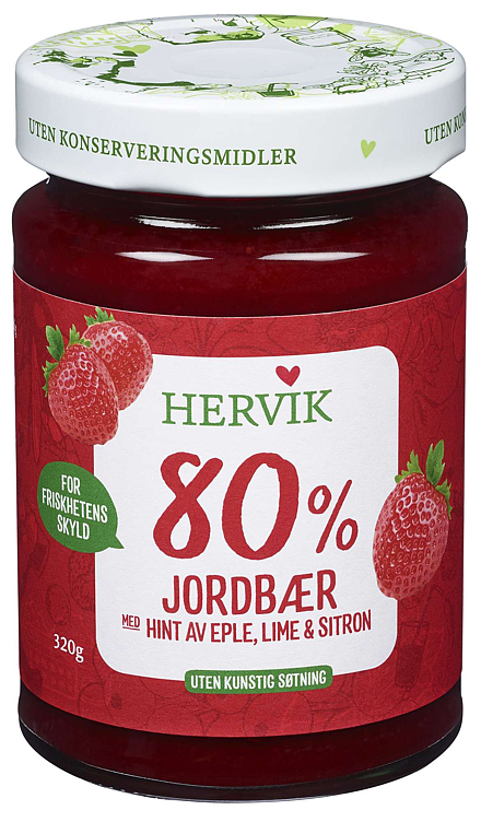 Naturlig lett jordbærsyltetøy 320g