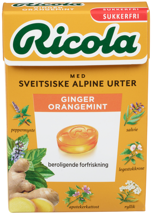 Ricola ginger orangemint sukkerfri 50g