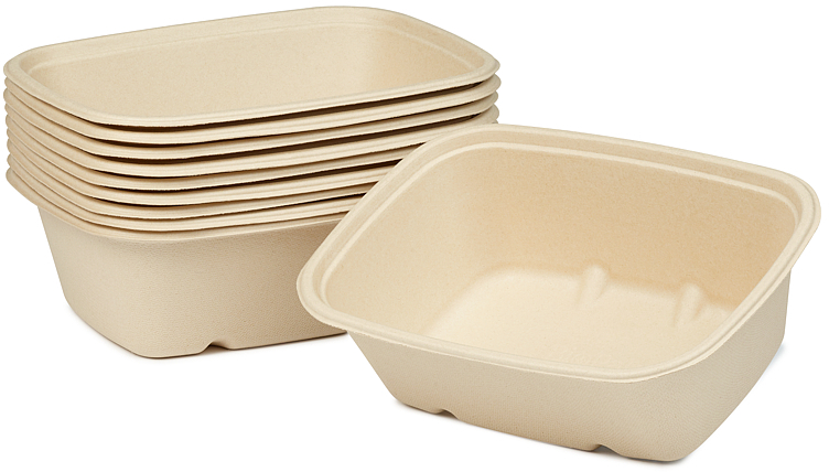 Skål cube rektangulaer bagasse brun 1200ml 40stk