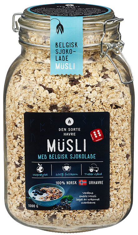 Musli av svarthavre med belgisk sjokolade   1kg