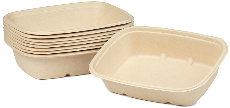 Skål firkant cube rektangulaer bagasse brun 900ml 40stk