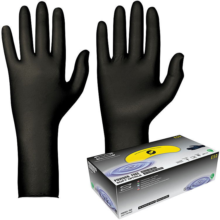 Disposable glove esd nitril black l   100pcs