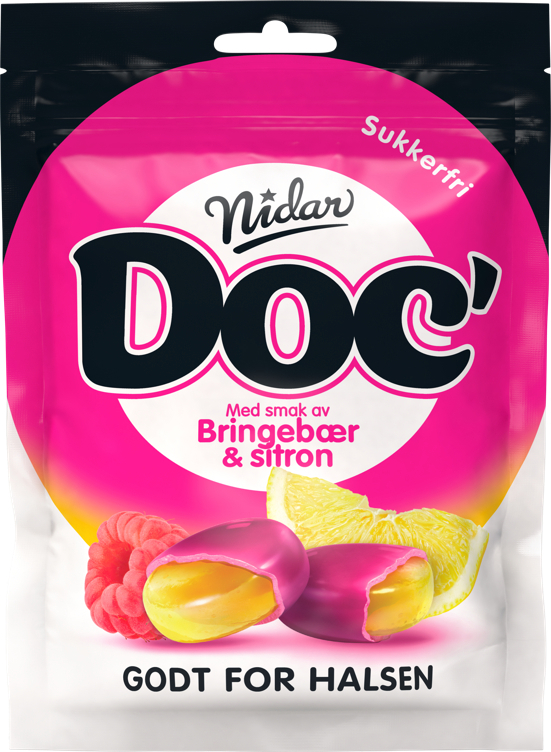 Doc halslinser bringebær & sitron 50g