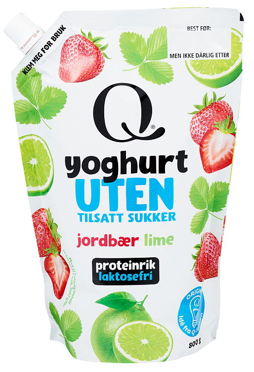 Yoghurt jordbær & lime u/pose   800g