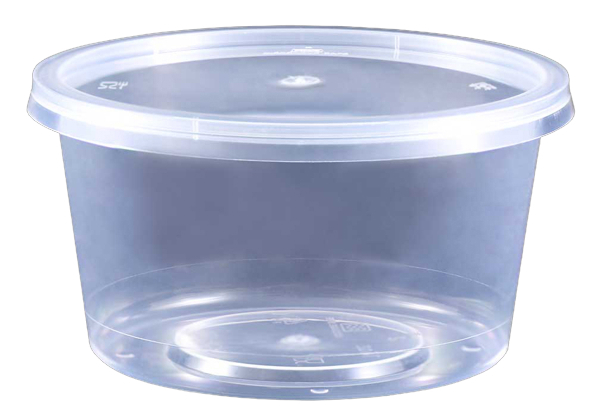 Microwave round tray +lid 450ml 50stk