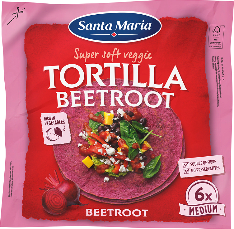 Tortilla beetroot medium  240g