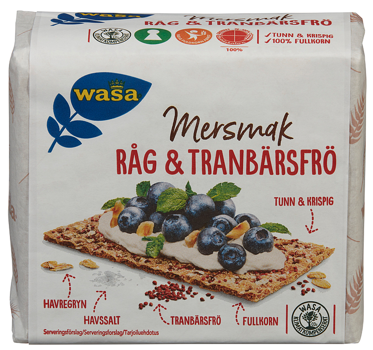 Wasa mersmak rug&tranebærfrø  245g