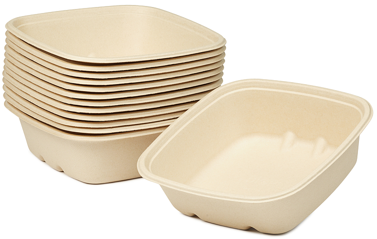 Skål cube firkant bagasse brun 900ml 40stk