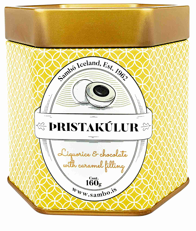 Pristakulur milk chocolate w/caramel & liquorice 160g