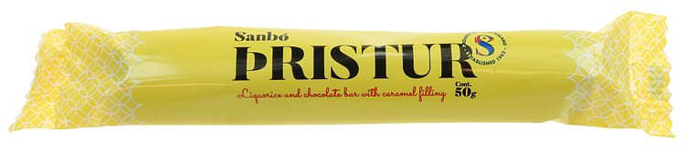 Risa pristur milk chocolate bar w/caramel & liquorice 50g