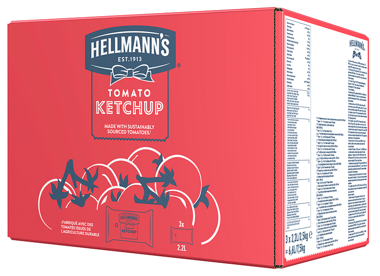 Ketchup, pose til dispenser  3x2,5kg