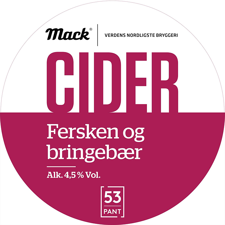 Mack cider fersken/bringbær keykeg 4,5% 30l