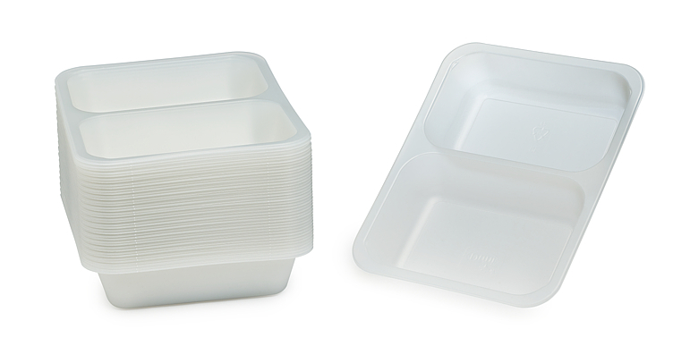 Tray cater pp tr 2-comp 227x178x40 216stk