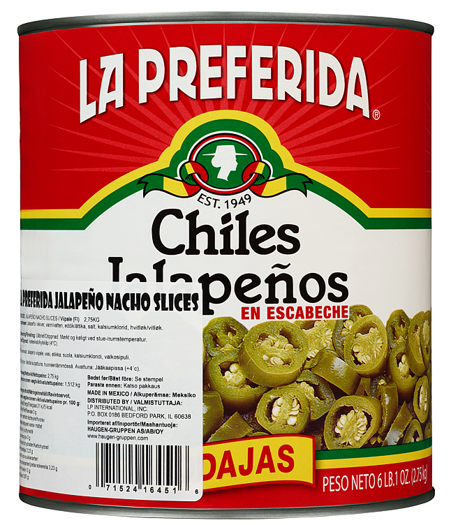 Jalapenos i skiver (hot)   2,75kg