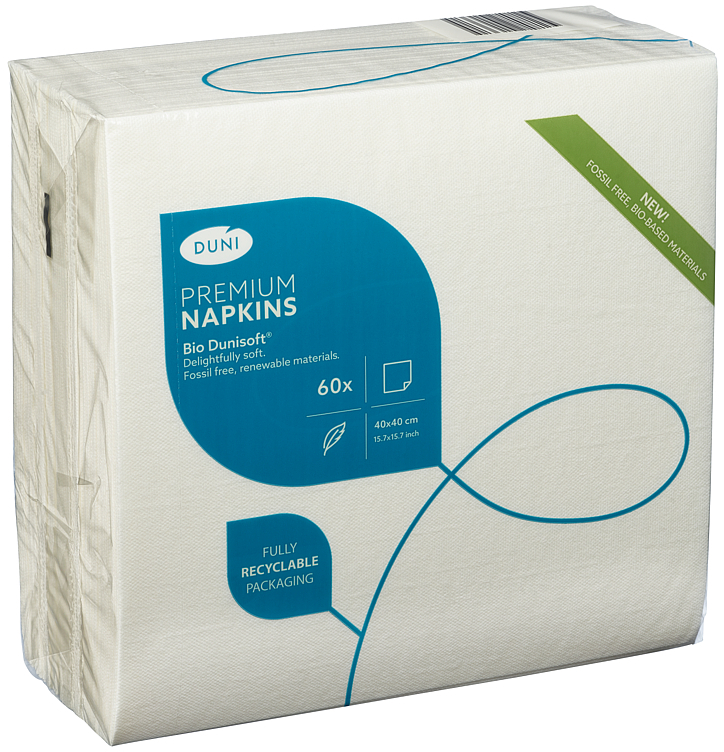 Serviett biodunisoft hvit 40cm 60stk