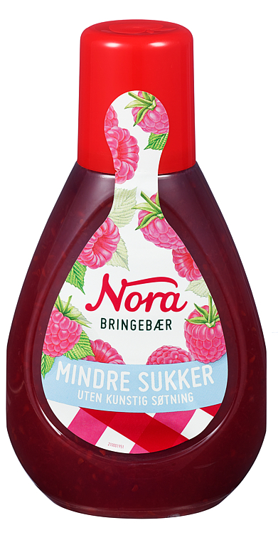 Bringebær squeezy mindre sukker   400g