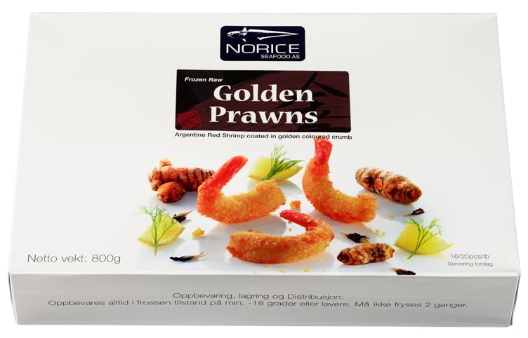 Argentinske villreker m/gurkemeie panering   800g