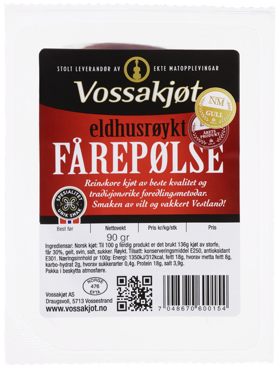 Eldhusrøykt fårepølse 90g