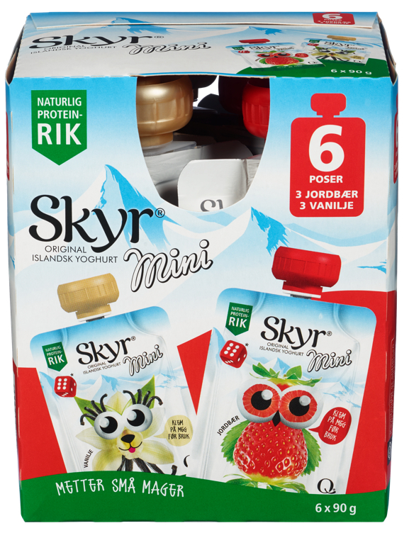Skyr mini jordbær & vanilje 6x90g