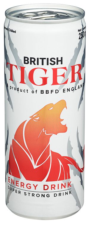 British tiger rød med lett bringebærsmak   24x250ml