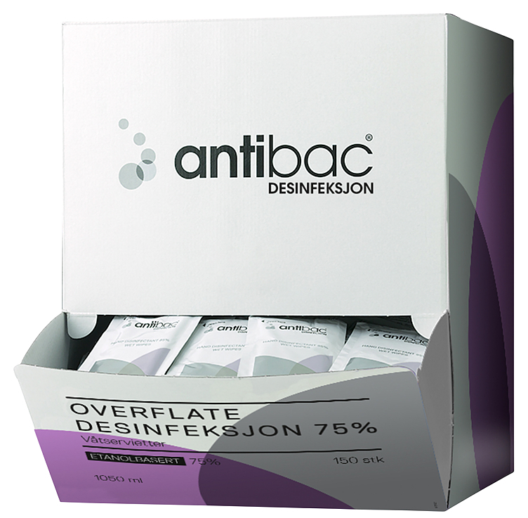 Antibac våtservietter overflate 150stk