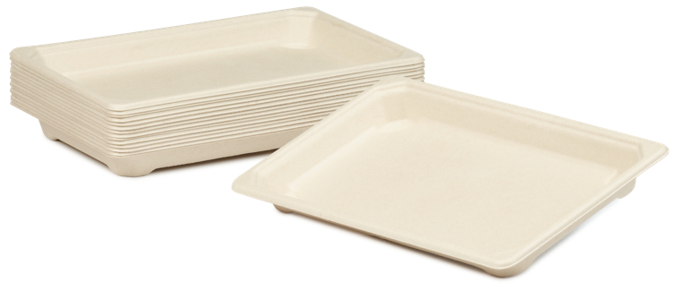 Sushifat bagasse medium brun 215x135mm   100stk