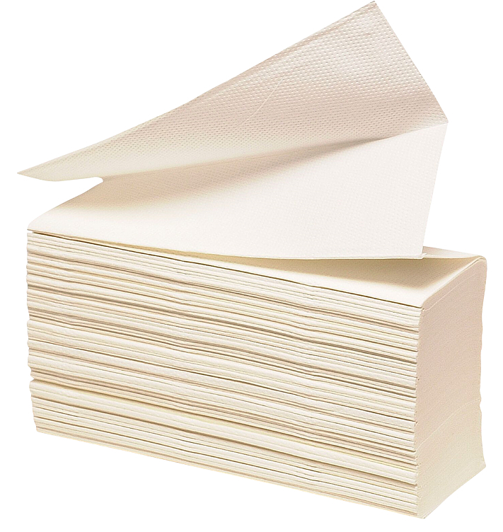 Papir-håndkleark 3-lags 24x23,5cm 8 cm hvit 100% nyfiber