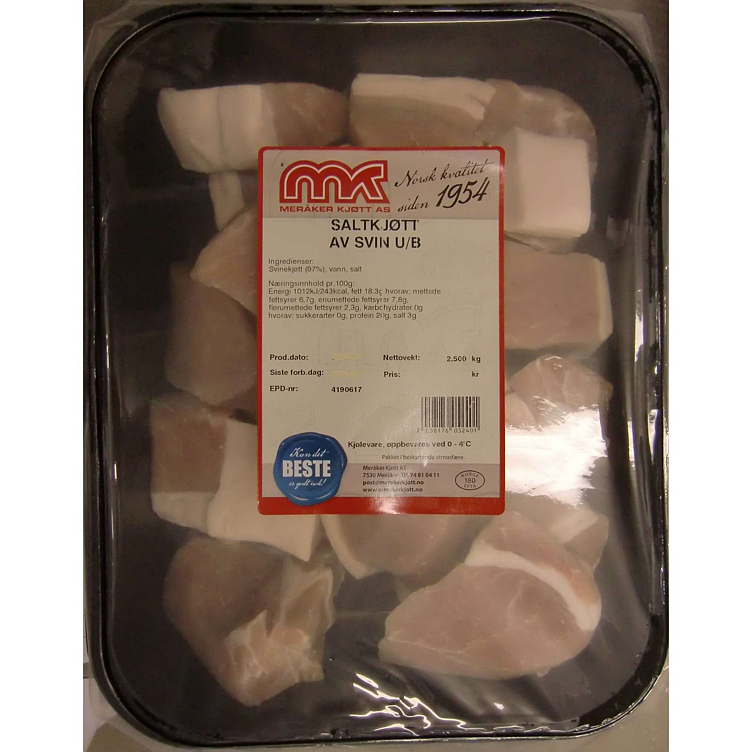 Saltkjøtt av svin u/b saltet 2,5kg