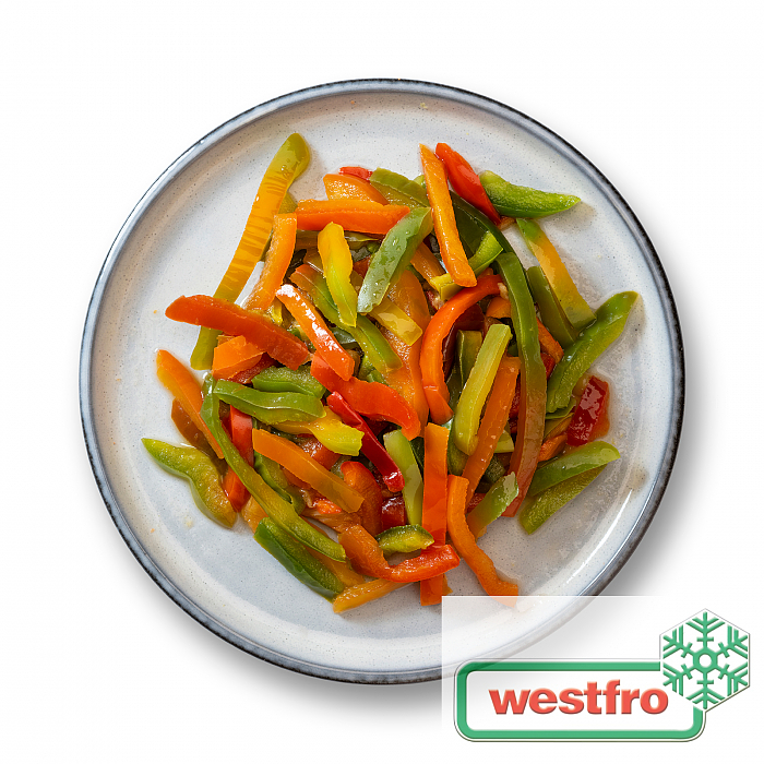 Rød/grønn paprika biter 4x2,5kg  t  kg