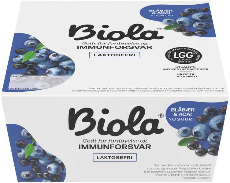 Biola yoghurt blåbær/acai laktosefri  4x125g