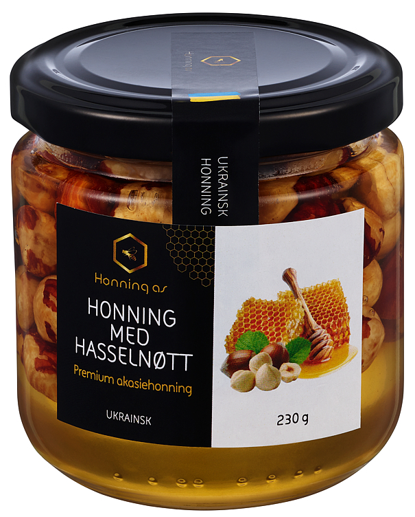 Akasiehonning m/hasselnøtter økol.  230g