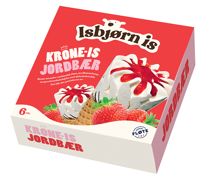 Krone-is jordbær  6stk