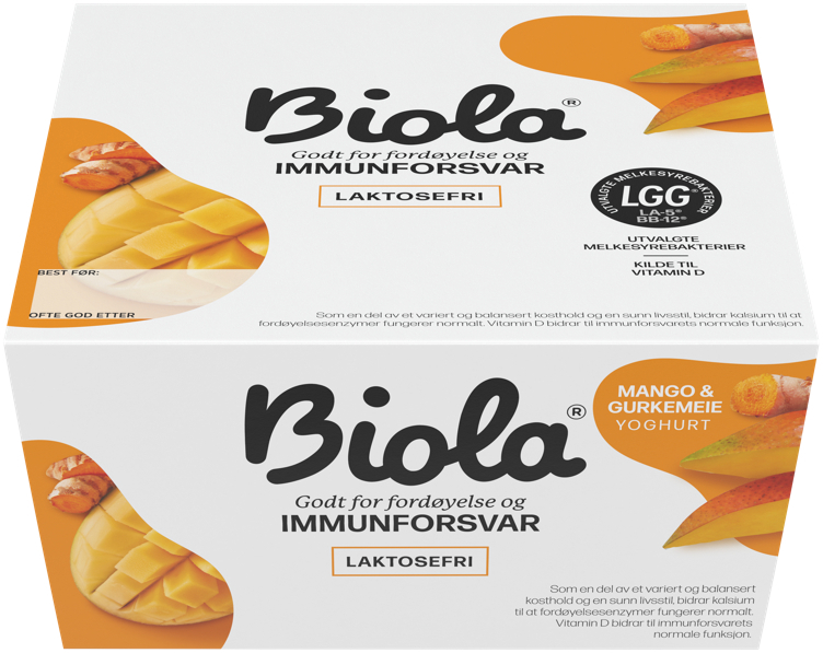 Biola yoghurt mango/gurkemeie laktosefri  4x125g