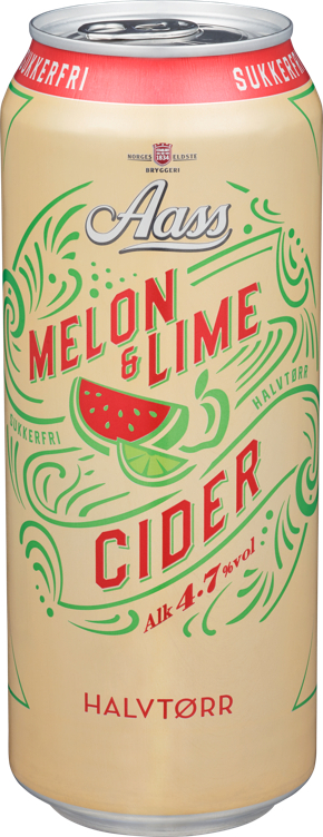 Aass cider melon&lime sukkerfri bx 4,7%  24x50cl