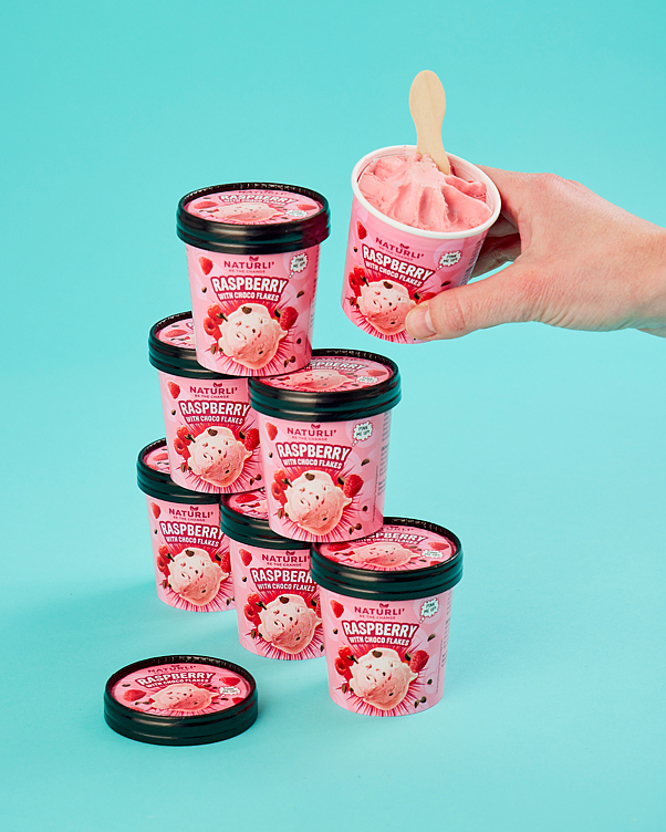 Naturli' rasberry choco flakes 150ml