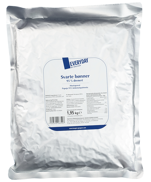 Svarte bønner 95% drenert pose 1,95kg