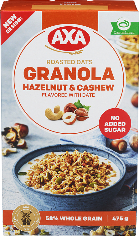Granola hasselnøtt og cashew  475g