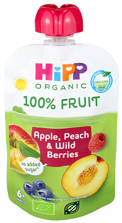 Hippis eple/fersk/blåb/bring økol.     600g