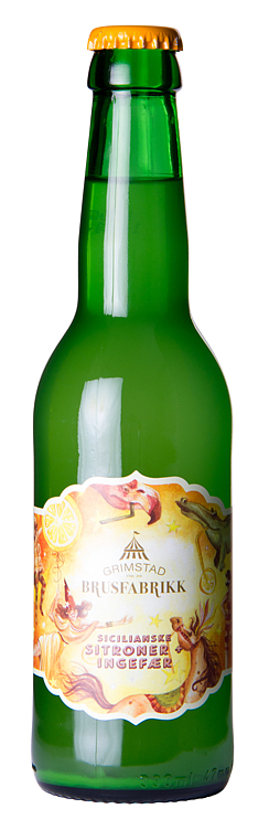 Grimstad brusfabrikk siciliansk sitron & ingefær  24x33cl