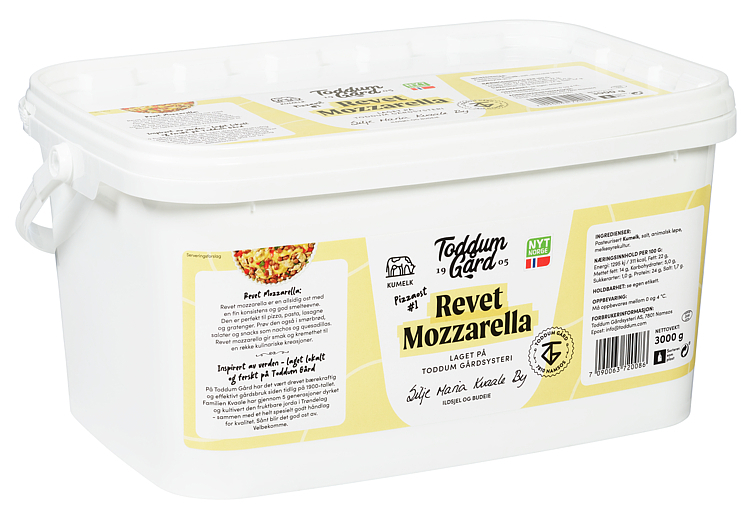 Norsk mozzarella kubetti revet fersk  3kg