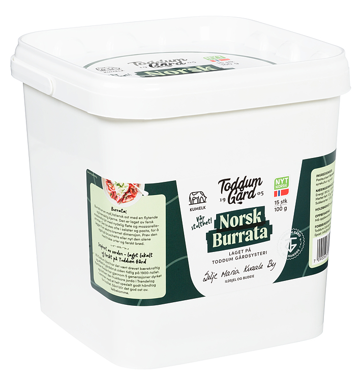 Norsk burrata i spann  10x100gr