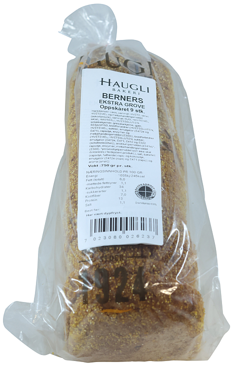 Berners ekstra grovt brød oppskåret  750g