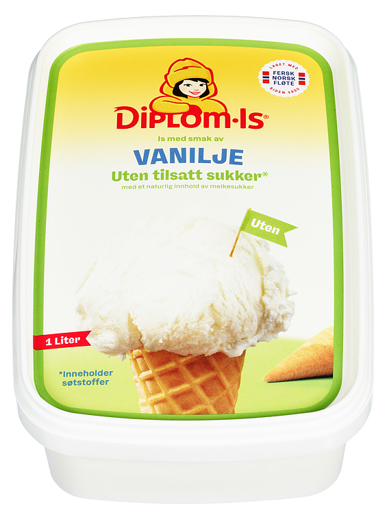 Vanilla ice cream no sugar added   1l
