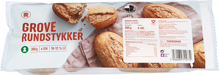 Wholemeal hard rolls  6x50g