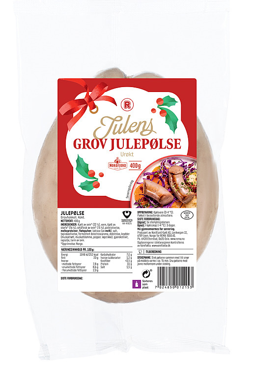 Julepølse grov urøkt r 400g