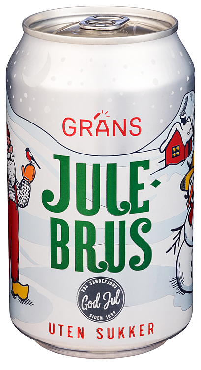 Grans julebrus uten sukker bx 18x33cl