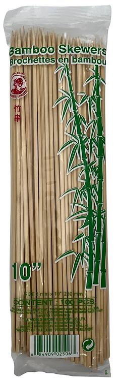 Bamboo skewers 10" 250mm 100stk